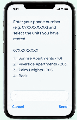 Enter Phone Number & Select Unit